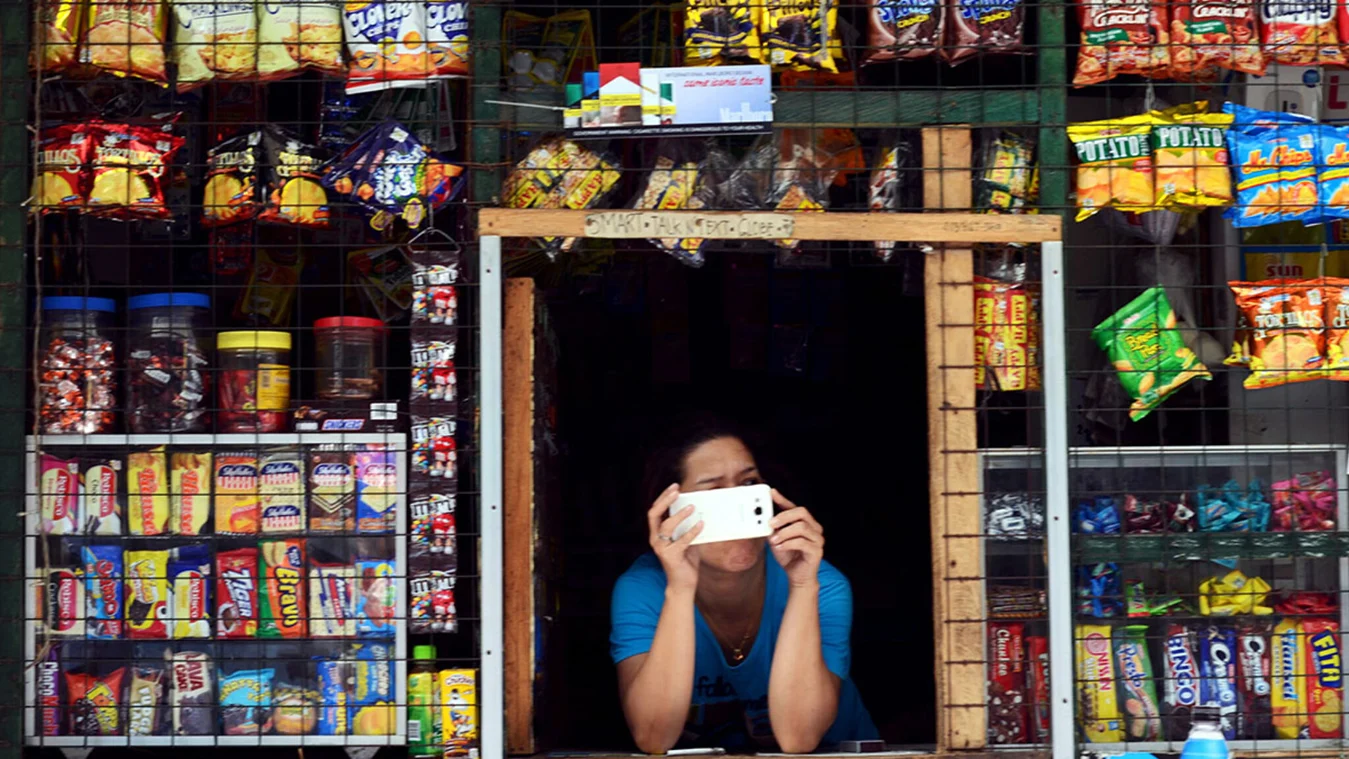 A sari-sari store window in the Philippines