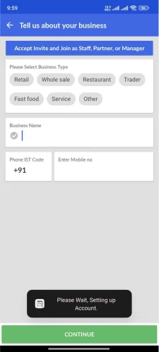 Old business creation screen