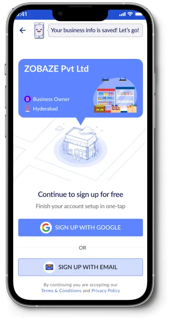 Sign up screen