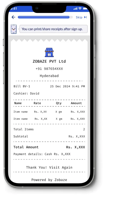 Printed receipt preview