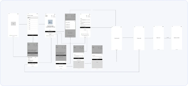 Early wireframe flow