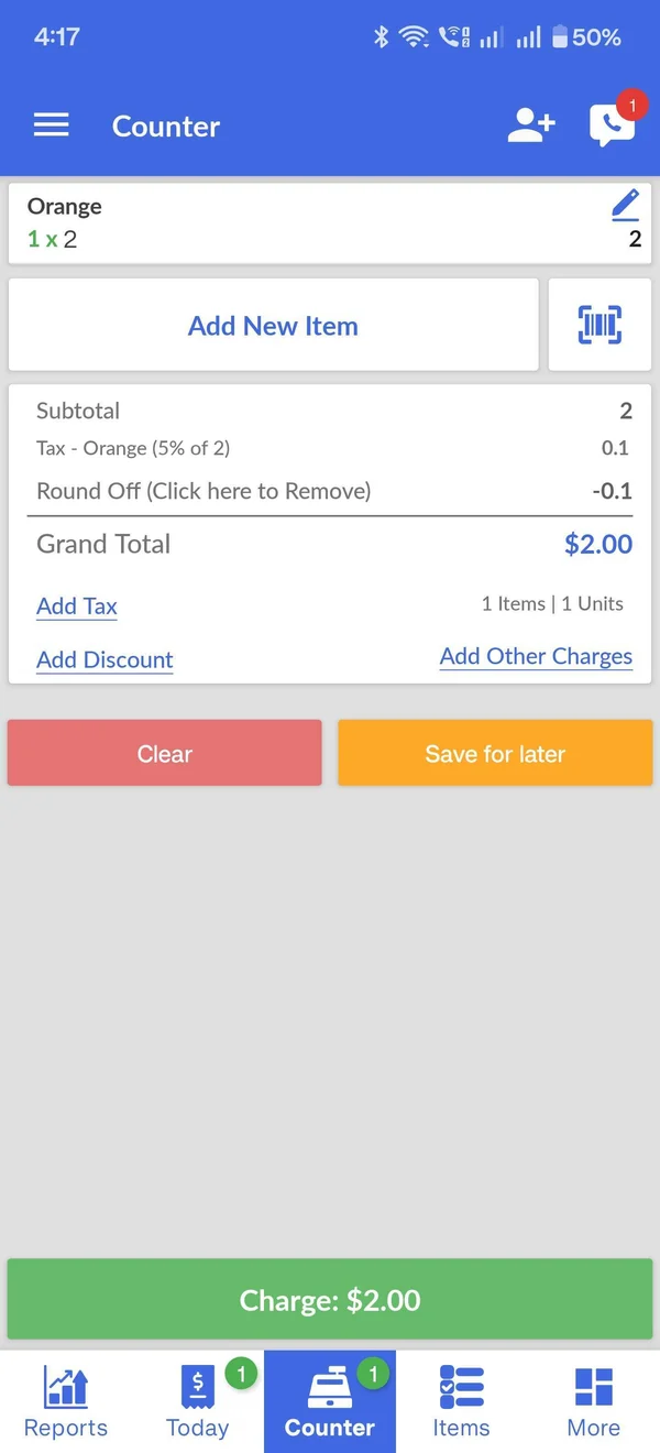 The live Zobaze app counter screen